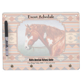 Chestnut Pinto Horse Southwest Indian Design Dry Erase Board With Keychain Holder