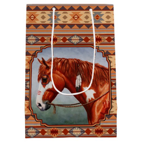 Chestnut Pinto Horse Southwest Indian Design Medium Gift Bag