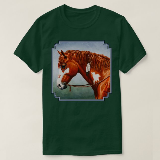 Chestnut Pinto Native American War Horse 1 T-Shirt (Design Front)