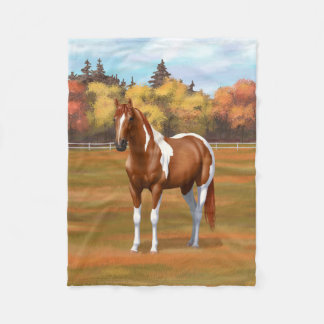 Chestnut Pinto Sorrel Paint Horse Stallion Fleece Blanket