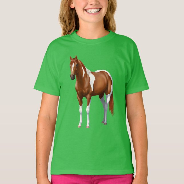 Chestnut Pinto Sorrel Paint Horse Stallion T-Shirt (Front)