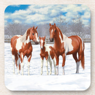 Chestnut Pinto Sorrel Paint Quarter Horses In Snow Coaster