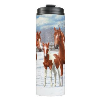 Chestnut Pinto Sorrel Paint Quarter Horses In Snow Thermal Tumbler