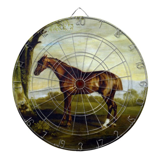 Chestnut Racehorse in a Landscape (George Stubbs) Dart Board (Front)