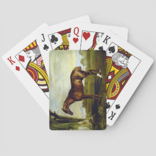 Chestnut Racehorse in a Landscape (George Stubbs) Poker Cards