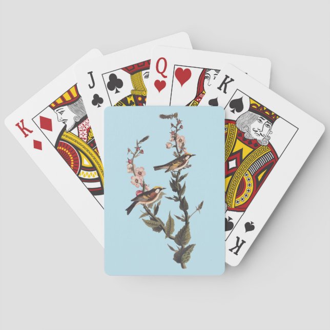 Chestnut-Sided Warbler Audubon Bird on Wildflower Poker Cards (Back)