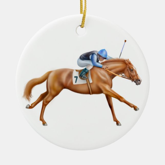Chestnut Thoroughbred Race Horse Ornament (Front)
