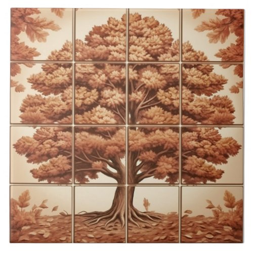 Chestnut Tree Autumn Orange Ceramic Tile