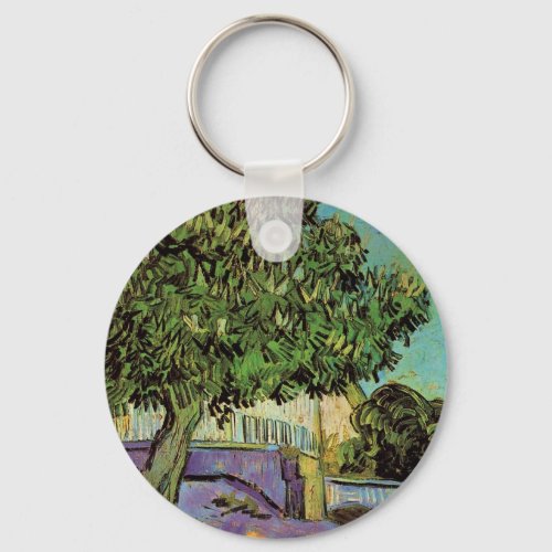 Chestnut Tree in Blossom by Vincent van Gogh Keychain