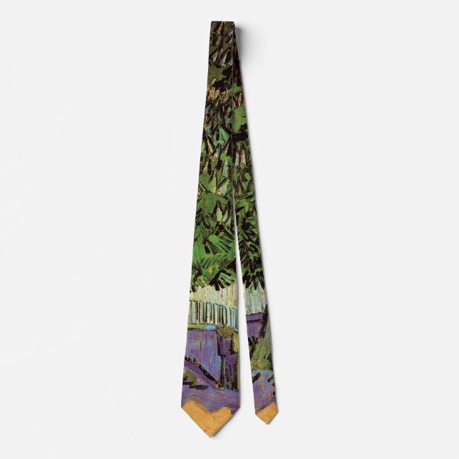 Chestnut Tree in Blossom by Vincent van Gogh Neck Tie (Front)
