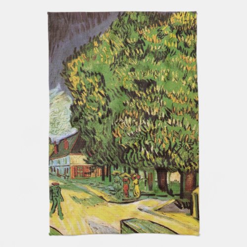 Chestnut Trees in Blossom by Vincent van Gogh Kitchen Towel