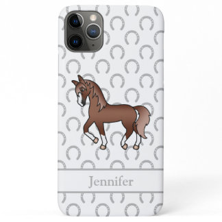 Chestnut Trotting Horse Cute Cartoon Illustration iPhone 11 Pro Max Case