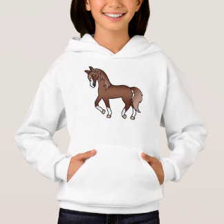 Chestnut Trotting Horse Cute Cartoon Illustration Hoodie