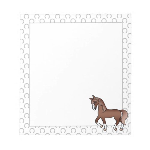 Chestnut Trotting Horse Cute Cartoon Illustration Notepad