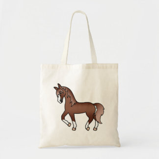 Chestnut Trotting Horse Cute Cartoon Illustration Tote Bag