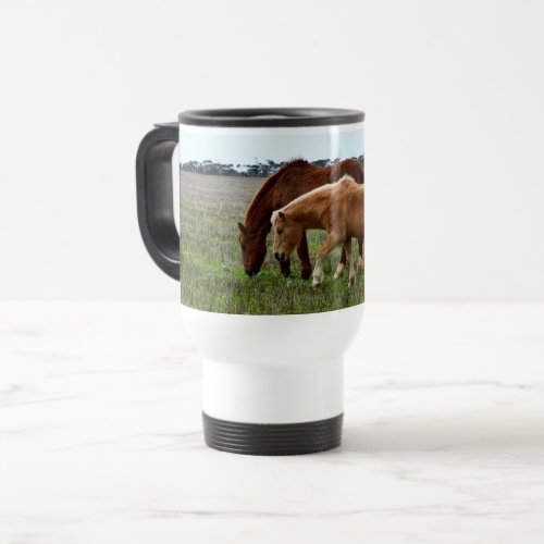 Chestnut Winter Woolly Horses Travel Mug