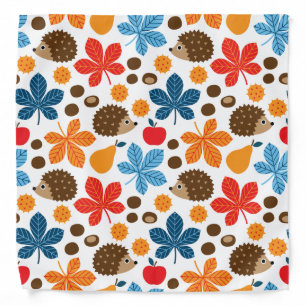 Chestnuts & Hedgehog Seamless Pattern Bandana