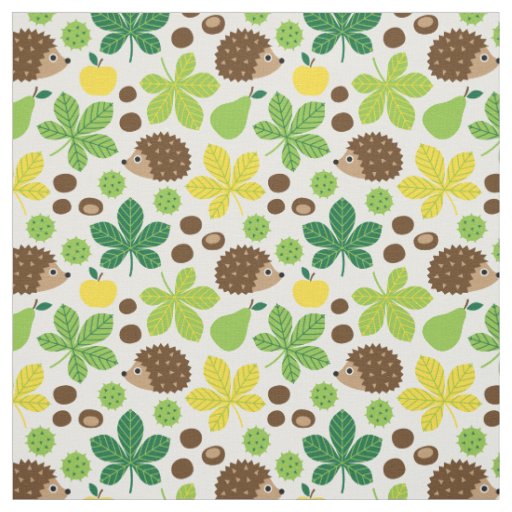 Chestnuts & Hedgehog Seamless Pattern Fabric