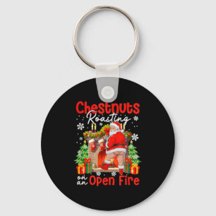 Chestnuts Roasting On An Open Fire Funny Santa  Keychain