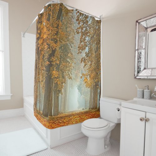 Chestnuts Tree Path in Autumn Shower Curtain