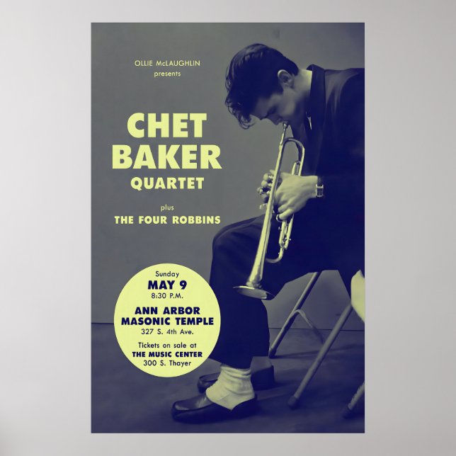 Chet Baker jazz poster - Jazz at Ann Arbor - 1954 (Front)