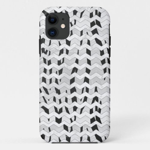 Cheveron Tiger Black and White Print iPhone 11 Case