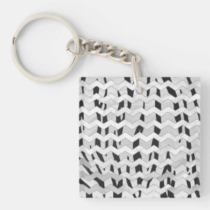 Cheveron Tiger Black and White Print Keychain
