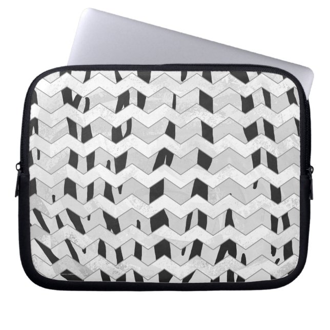 Cheveron Tiger Black and White Print Laptop Sleeve (Front)