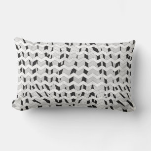 Cheveron Tiger Black and White Print Lumbar Pillow