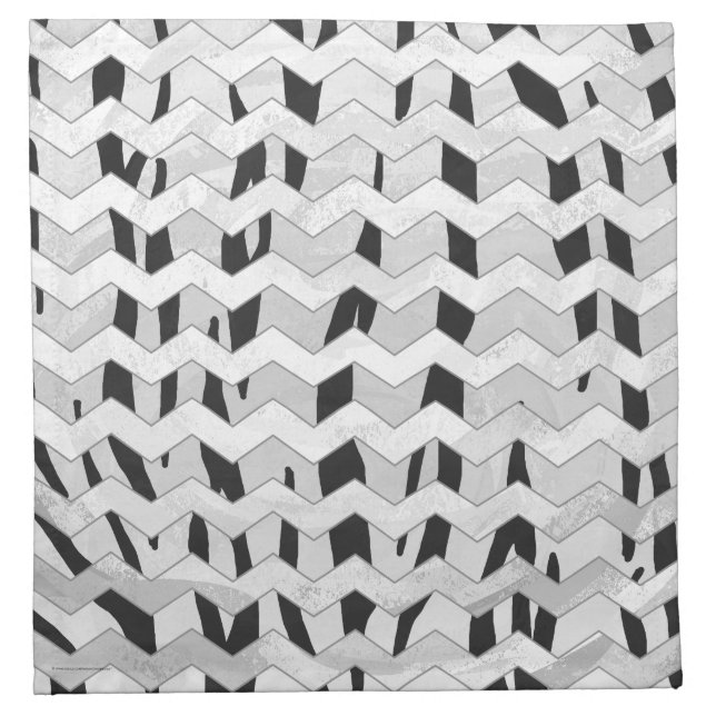 Cheveron Tiger Black and White Print Napkin (Front)