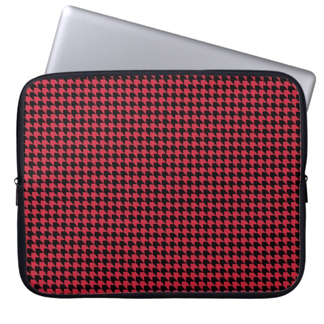 Chevon Checks Red and Black Laptop Sleeve (Front)