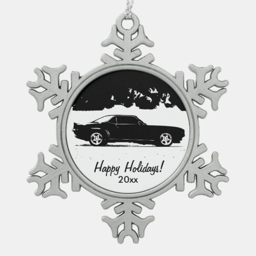 Chevrolet Camaro Rolling Shot Snowflake Pewter Christmas Ornament