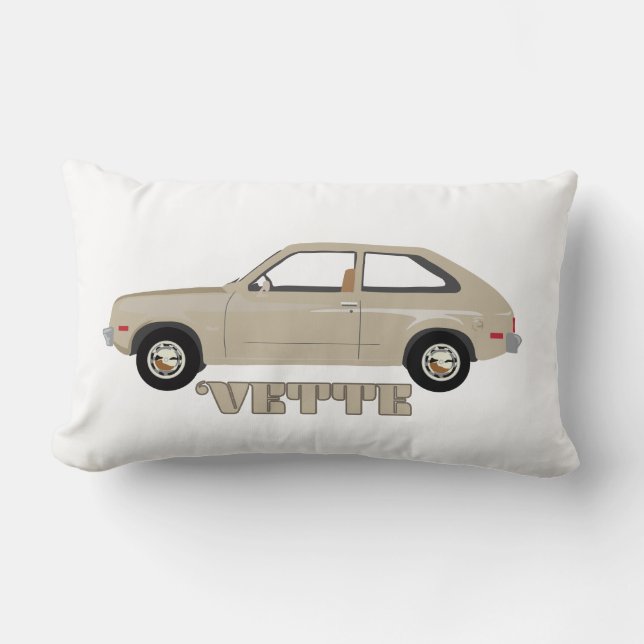 Chevrolet Chevette Vette retro beige classic car Lumbar Pillow (Front)