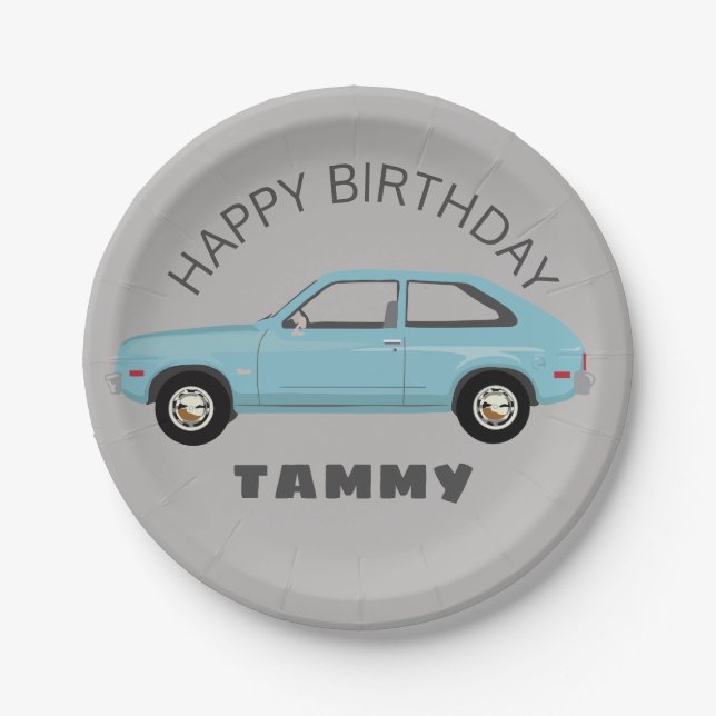 Chevrolet Chevette Vette retro classic car Paper Plates (Front)