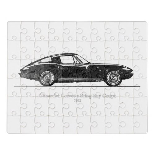 Chevrolet Corvette Sting Ray Coupe 1963 Black  Jigsaw Puzzle