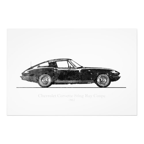 Chevrolet Corvette Sting Ray Coupe 1963 Black  Photo Print