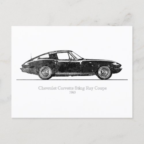 Chevrolet Corvette Sting Ray Coupe 1963 Black  Postcard
