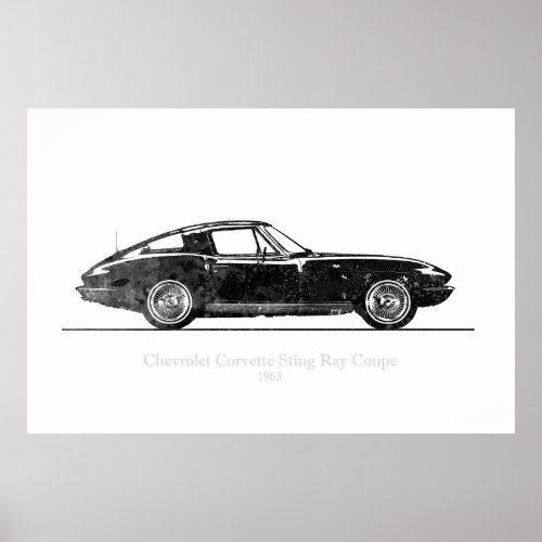 Chevrolet Corvette Sting Ray Coupe 1963 Black Poster