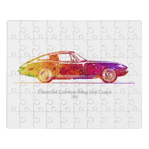Chevrolet Corvette Sting Ray Coupe 1963 Watercolor Jigsaw Puzzle
