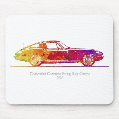 Chevrolet Corvette Sting Ray Coupe 1963 Watercolor Mouse Pad