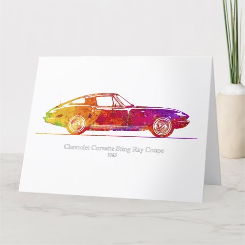 Chevrolet Corvette Sting Ray Coupe 1963 Watercolor Thank You Card