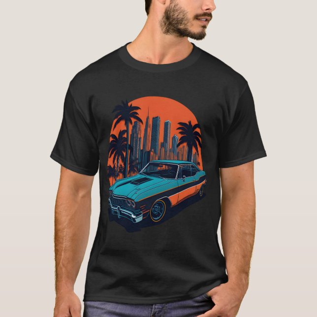 Chevrolet Impala American Muscle Car Miami Street  T-Shirt (Front)