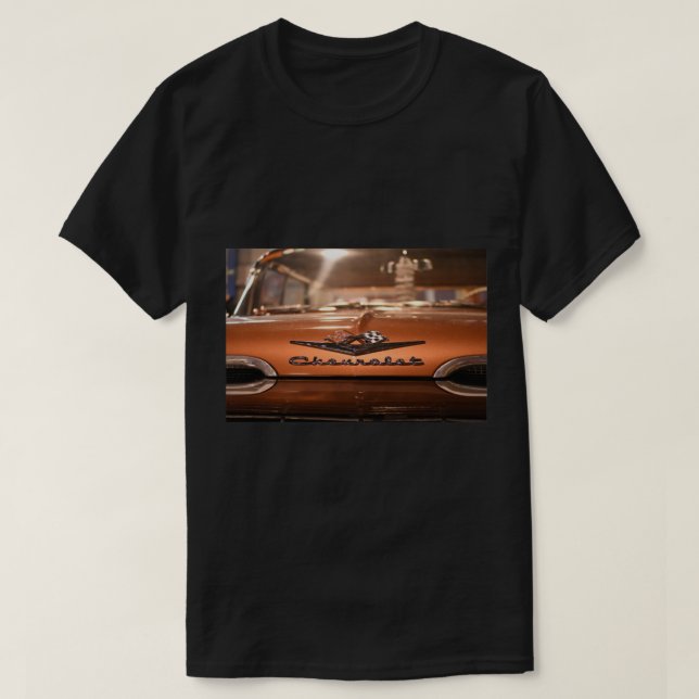 Chevrolet Retro Vintage Car in Musk Chevvy T-Shirt (Design Front)