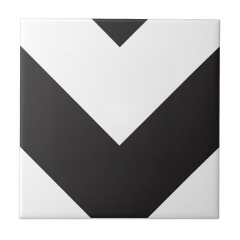 Chevron 1 Black And White Tile by Custom_Patterns at Zazzle