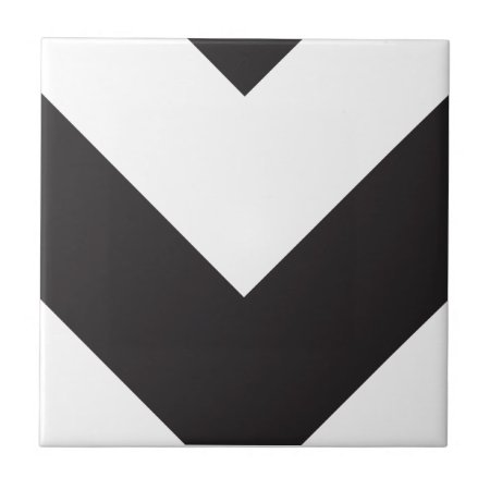 Chevron 1 Black And White Tile