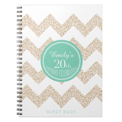 Chevron 20th Birthday Party GuestBook Choose Color Notebook