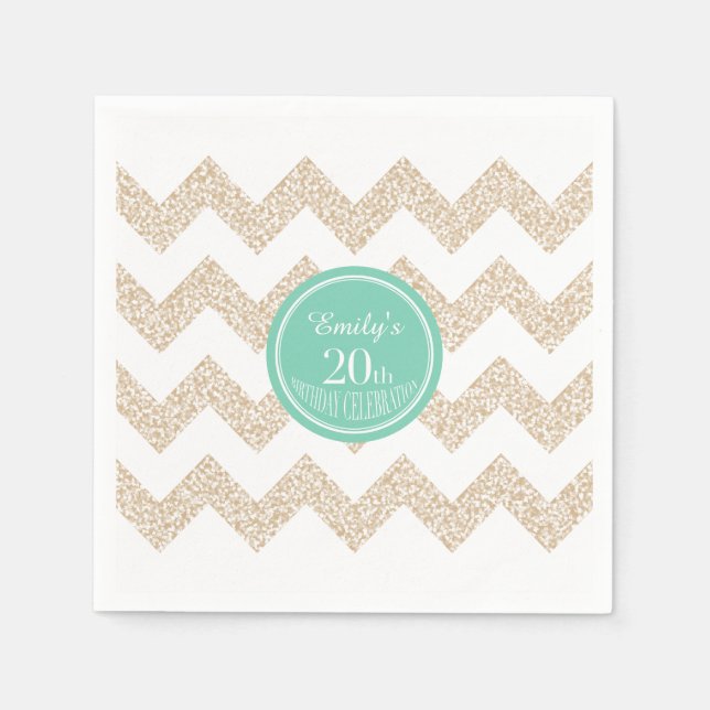 Chevron 20th Birthday Party P Napkin Choose Color (Front)