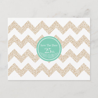 Chevron 25th Birthday Save the Date Choose Color Announcement Postcard