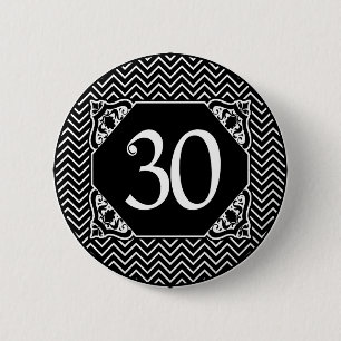 Chevron 30th Birthday Button