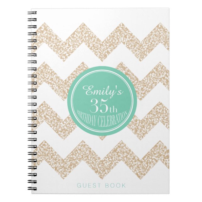 Chevron 35th Birthday Party GuestBook Choose Color Notebook (Front)